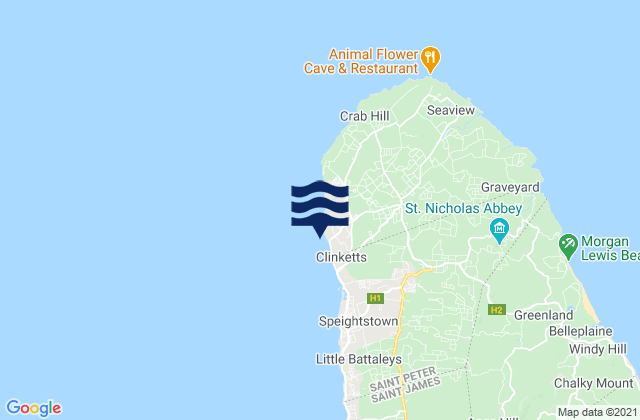 Karte der Gezeiten Fryers Well, Martinique