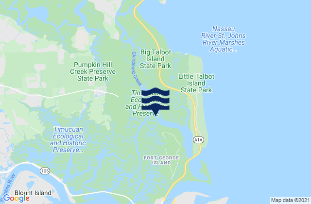 Karte der Gezeiten Ft. George River, United States