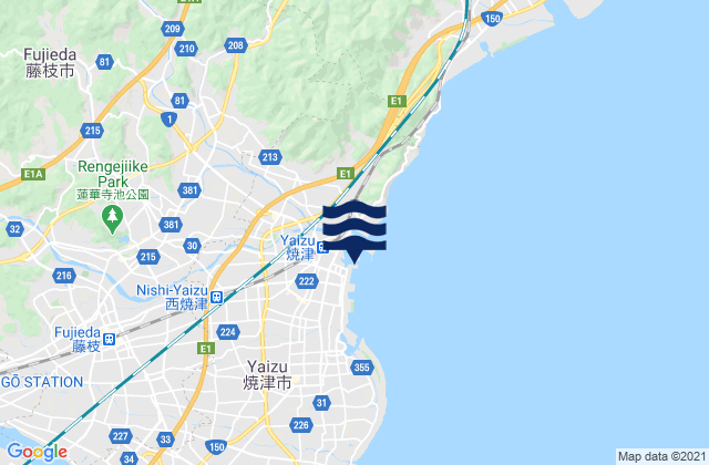 Karte der Gezeiten Fujieda Shi, Japan