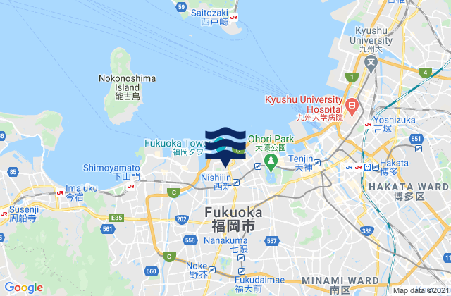 Karte der Gezeiten Fukuoka-shi, Japan