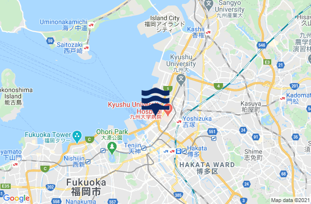 Karte der Gezeiten Fukuoka, Japan