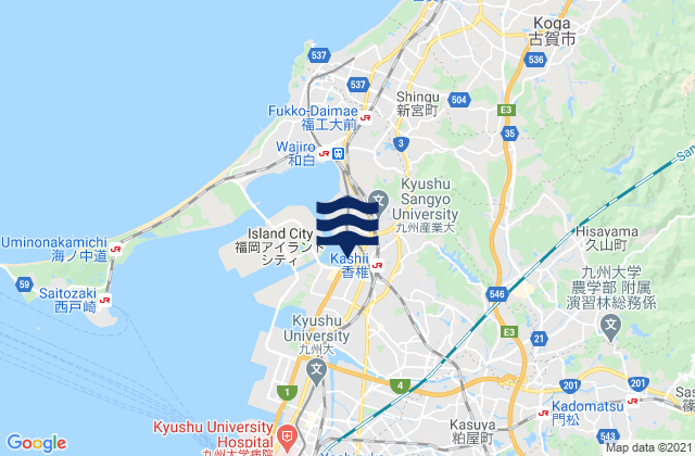 Karte der Gezeiten Fukuoka Prefecture, Japan