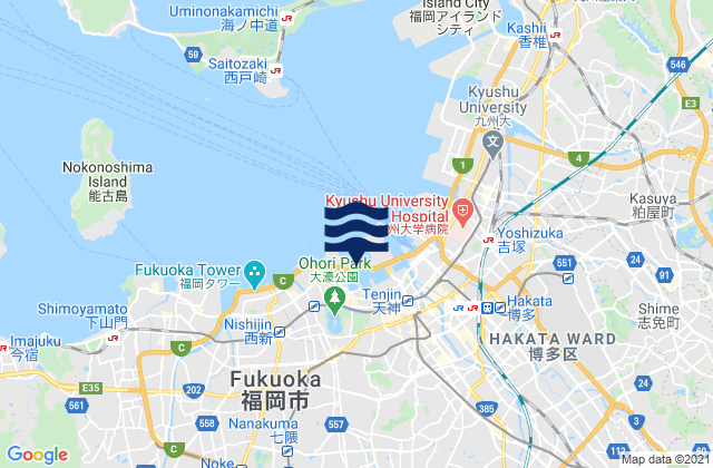 Karte der Gezeiten Fukuoka Wan, Japan