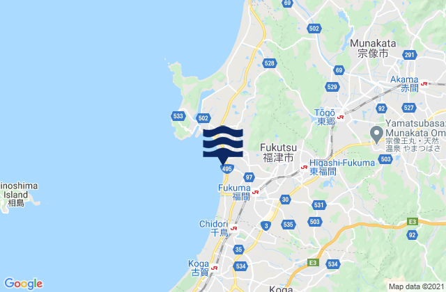 Karte der Gezeiten Fukutsu Shi, Japan