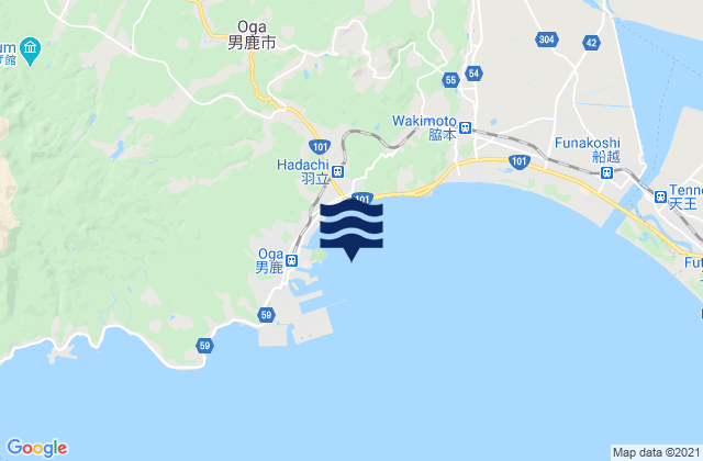 Karte der Gezeiten Funakawa Wan, Japan