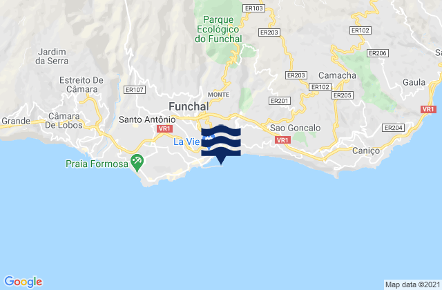 Karte der Gezeiten Funchal, Portugal