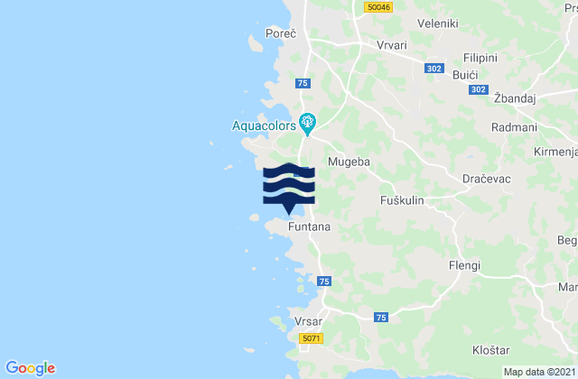 Karte der Gezeiten Funtana-Fontane, Croatia