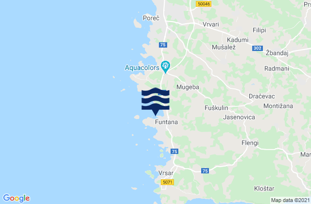 Karte der Gezeiten Funtana, Croatia