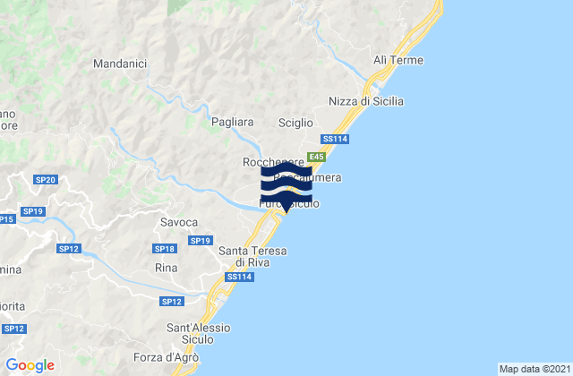 Karte der Gezeiten Furci Siculo, Italy