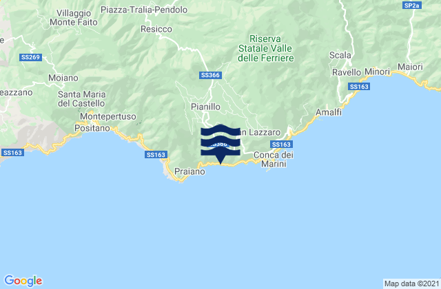 Karte der Gezeiten Furore, Italy