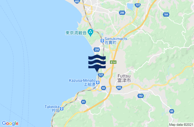 Karte der Gezeiten Futtsu Shi, Japan
