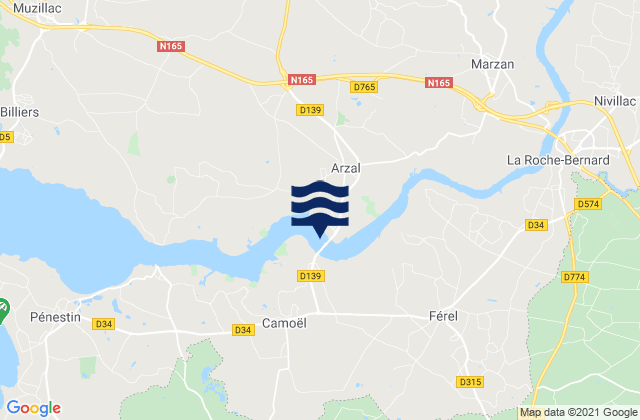Karte der Gezeiten Férel, France