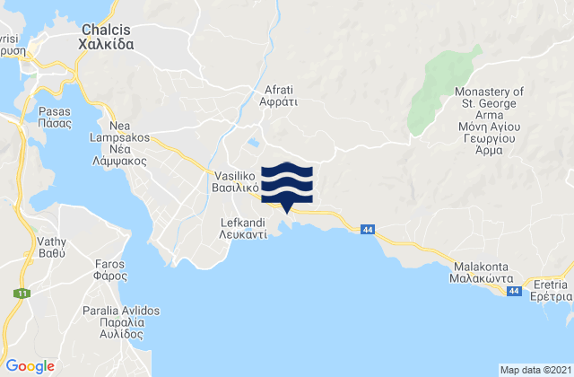 Karte der Gezeiten Fílla, Greece