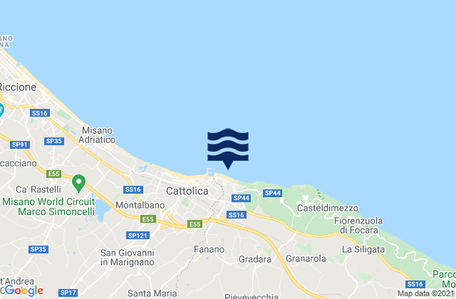 Karte der Gezeiten Gabicce Mare, Italy