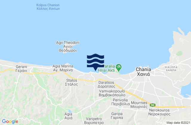 Karte der Gezeiten Galatás, Greece