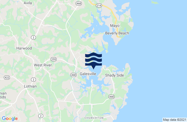 Karte der Gezeiten Galesville (West River), United States