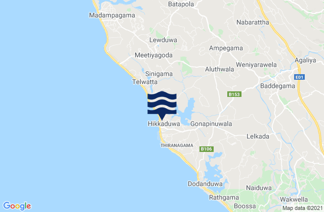 Karte der Gezeiten Galle District, Sri Lanka