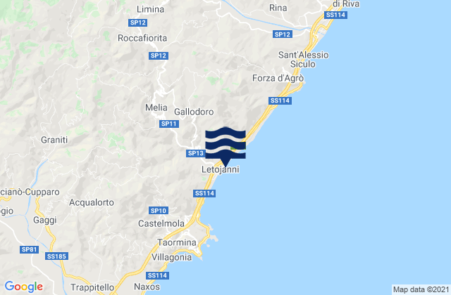 Karte der Gezeiten Gallodoro, Italy