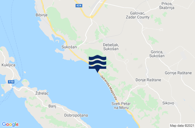 Karte der Gezeiten Galovac, Croatia