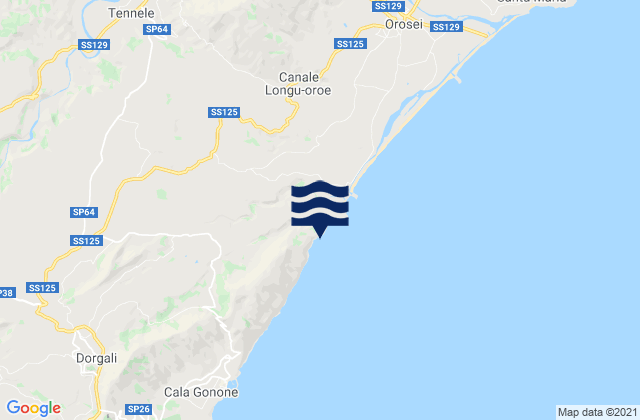 Karte der Gezeiten Galtellì, Italy
