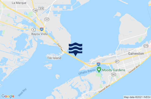 Karte der Gezeiten Galveston Causeway RR. bridge, United States