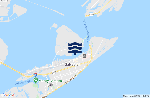 Karte der Gezeiten Galveston Pier 21, United States