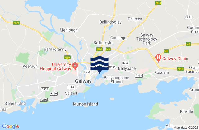 Karte der Gezeiten Galway City, Ireland