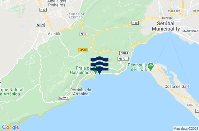 Karte der Gezeiten Galápos beach, Portugal