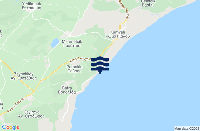 Karte der Gezeiten Galáteia, Cyprus