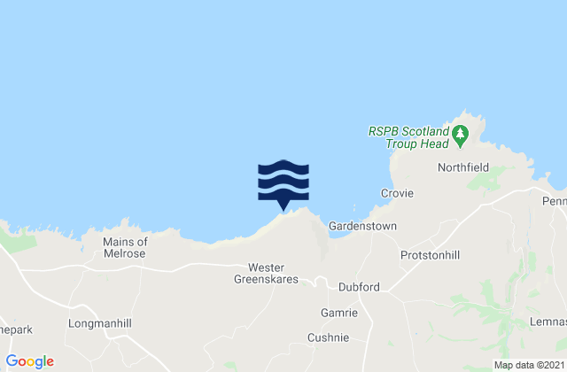 Karte der Gezeiten Gamrie Bay, United Kingdom