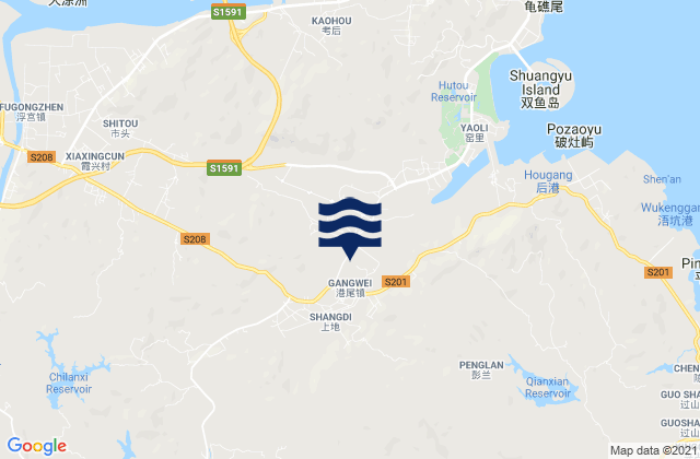 Karte der Gezeiten Gangwei, China