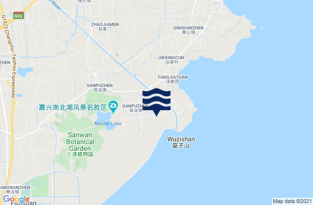 Karte der Gezeiten Ganpu, China