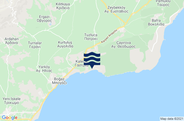 Karte der Gezeiten Gastriá, Cyprus