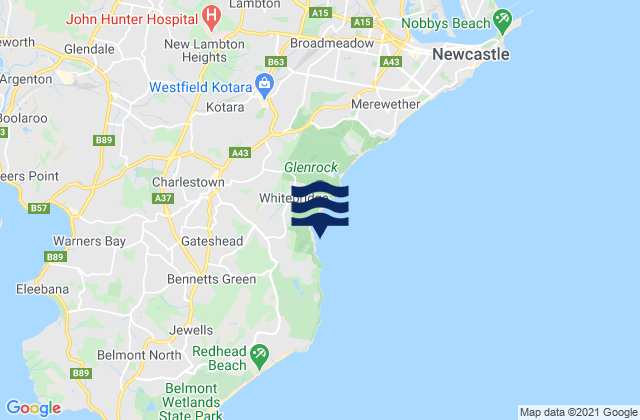 Karte der Gezeiten Gateshead, Australia