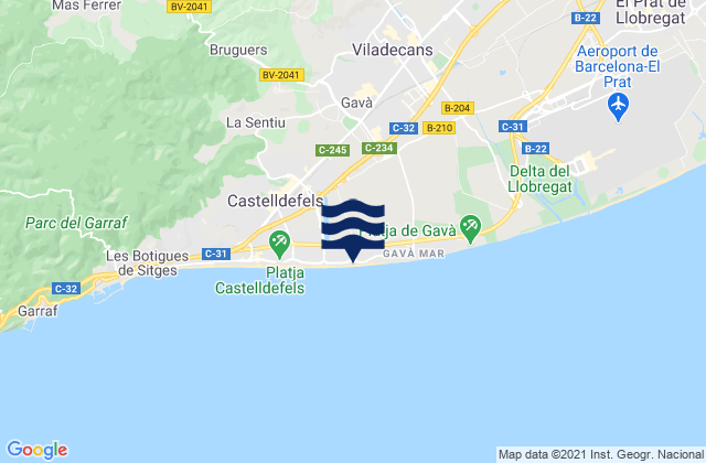 Karte der Gezeiten Gavà, Spain