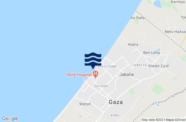 Karte der Gezeiten Gaza, Palestinian Territory