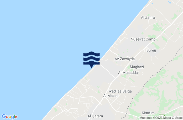 Karte der Gezeiten Gaza, Israel