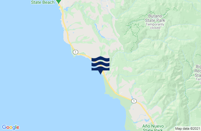 Karte der Gezeiten Gazos Creek State Beach, United States