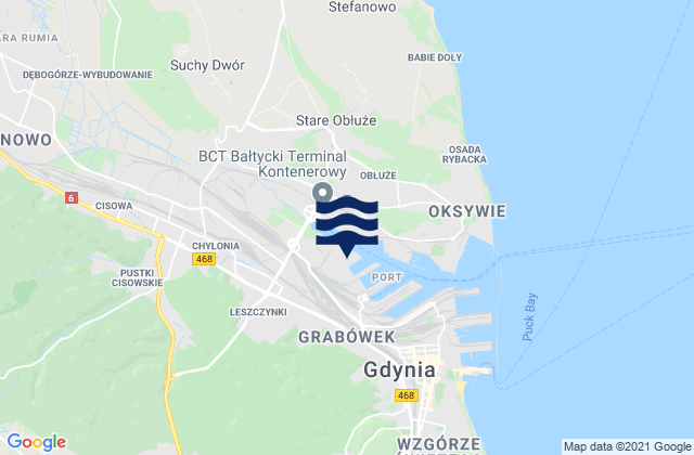 Karte der Gezeiten Gdynia, Poland