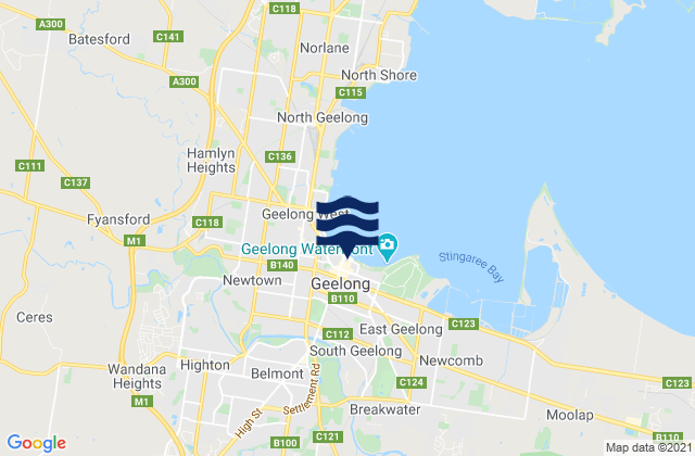 Karte der Gezeiten Geelong, Australia