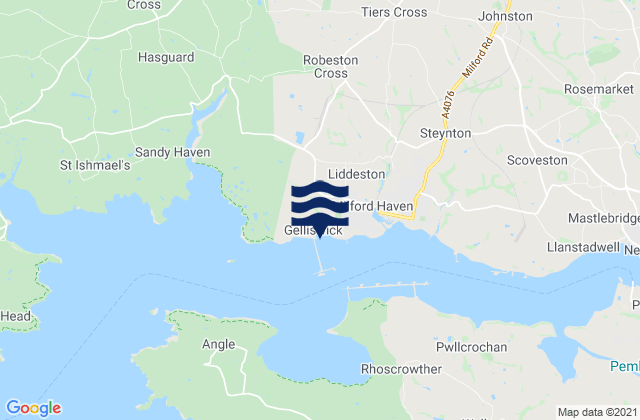 Karte der Gezeiten Gelliswick Bay Beach, United Kingdom