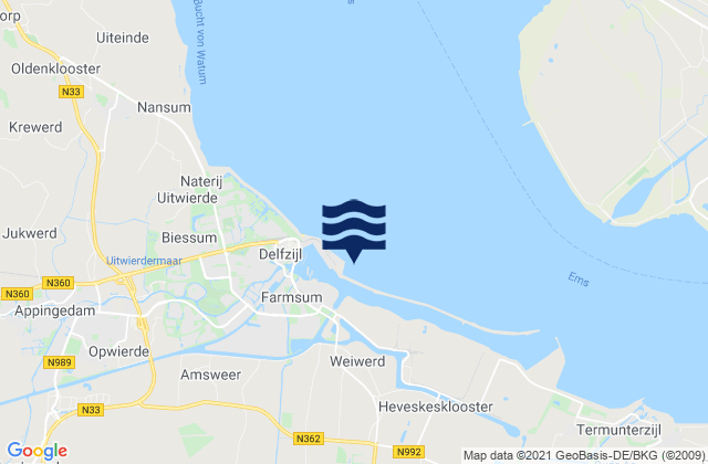 Karte der Gezeiten Gemeente Delfzijl, Netherlands