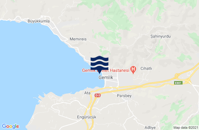Karte der Gezeiten Gemlik, Turkey