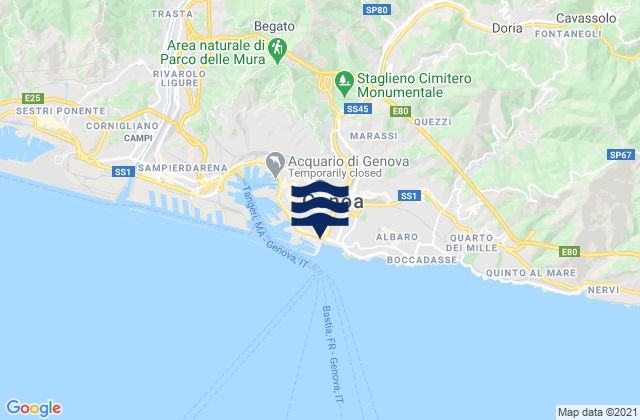 Karte der Gezeiten Genoa, Italy