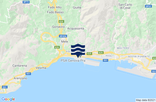 Karte der Gezeiten Genoa Voltri, Italy