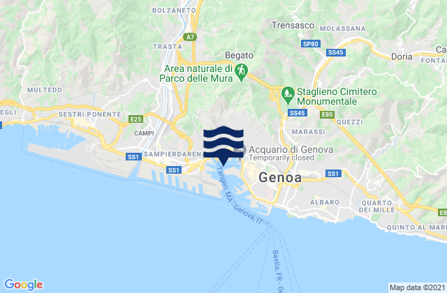 Karte der Gezeiten Genova, Italy