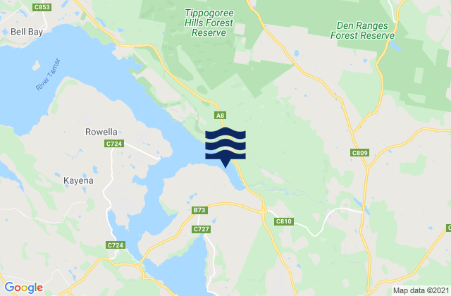 Karte der Gezeiten George Town, Australia