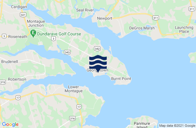 Karte der Gezeiten Georgetown Harbour, Canada