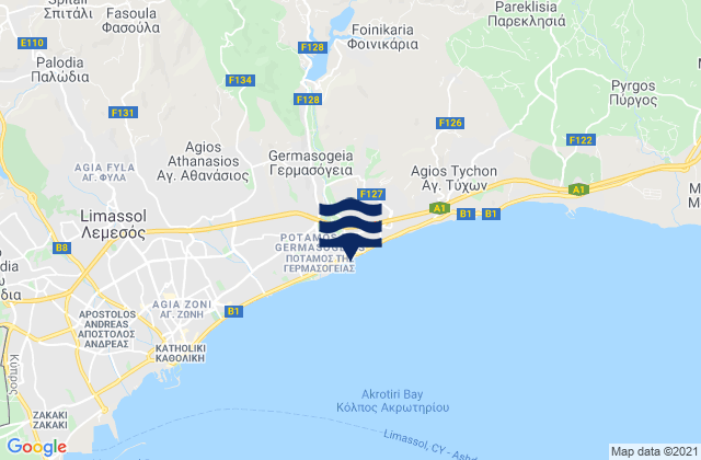 Karte der Gezeiten Germasógeia, Cyprus