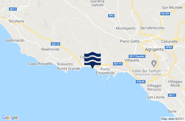 Karte der Gezeiten Giardina Gallotti, Italy